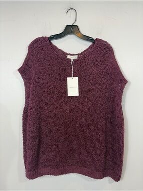 Lafayette 148 New York Violet Ash Open Knit Sweater Top 2X NWT
